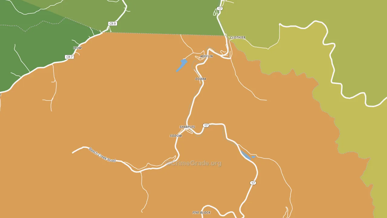Sharples, WV Map of Vehicle Theft Rates