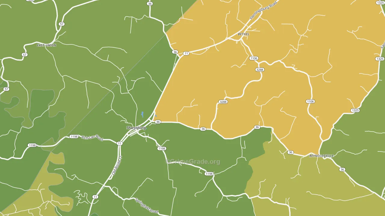 Sharpsburg, KY Map of Vehicle Theft Rates