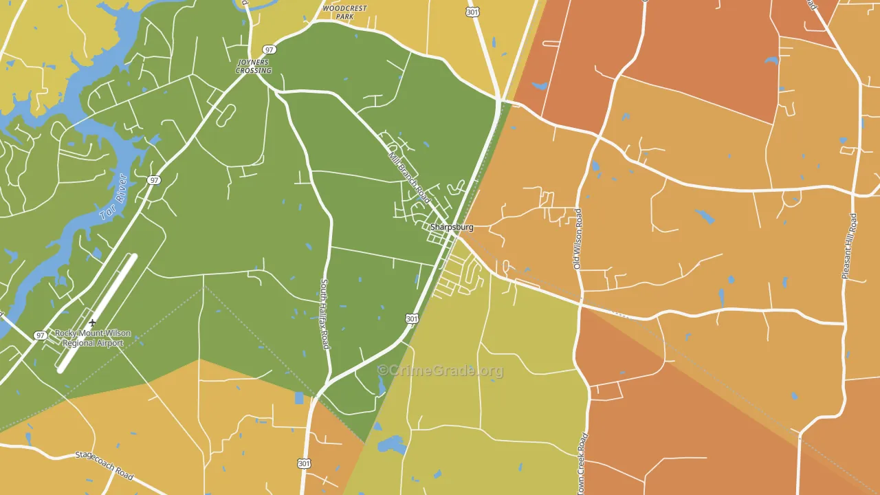 Sharpsburg, NC Map of Vehicle Theft Rates