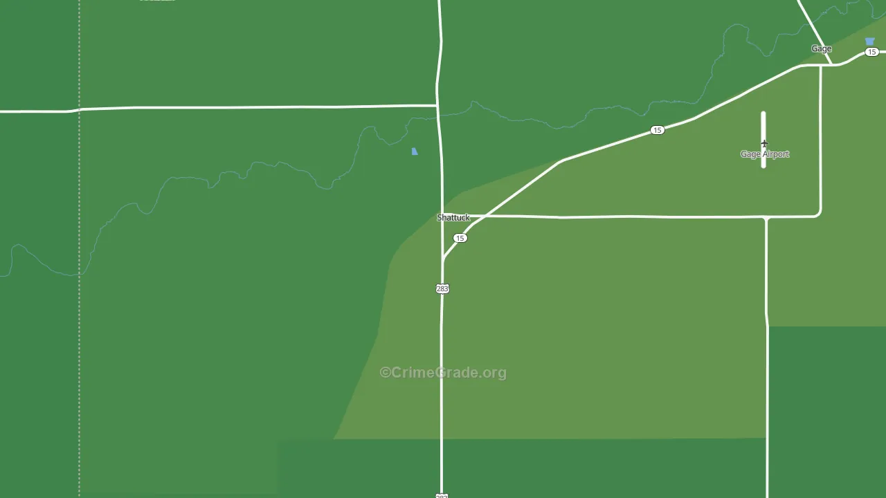 Shattuck, OK Map of Vehicle Theft Rates