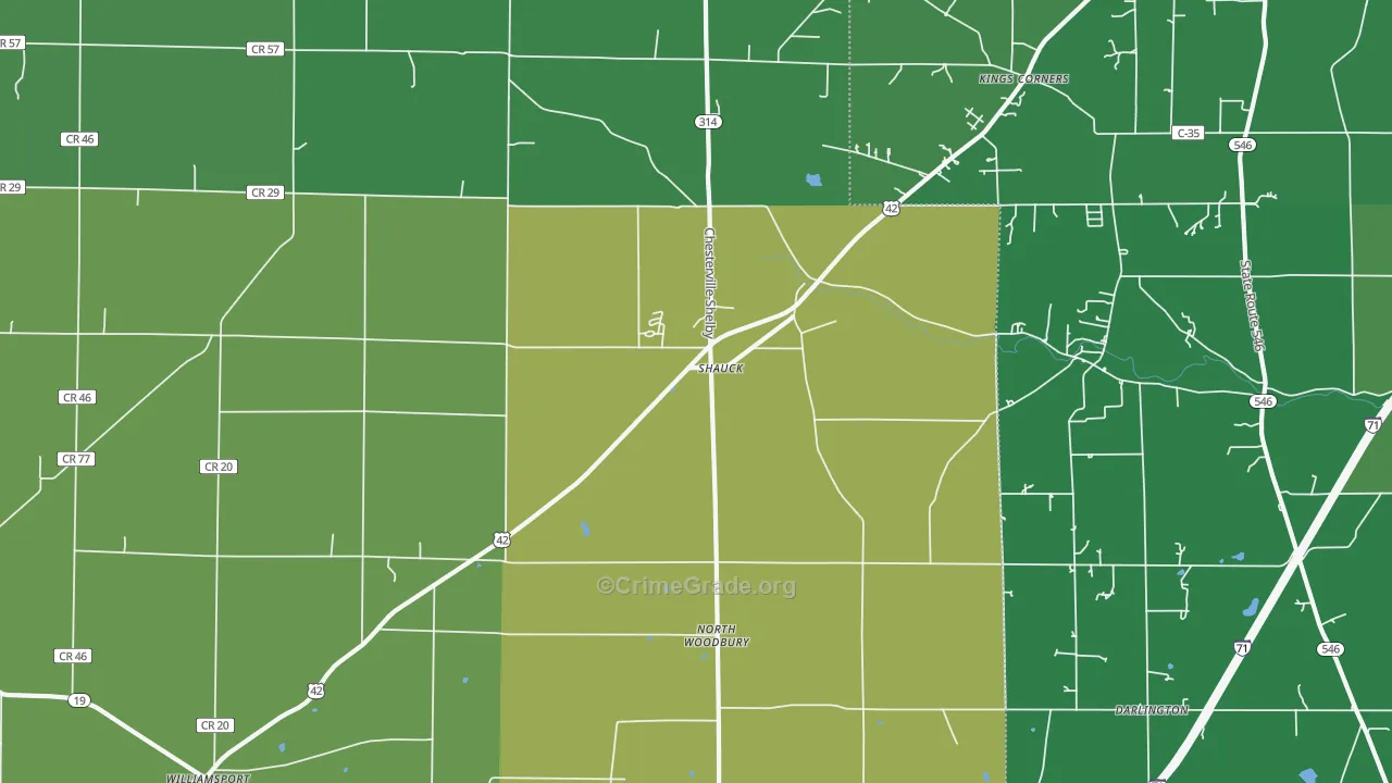 Shauck, OH Map of Vehicle Theft Rates