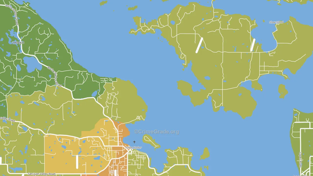 Shaw Island, WA Map of Vehicle Theft Rates