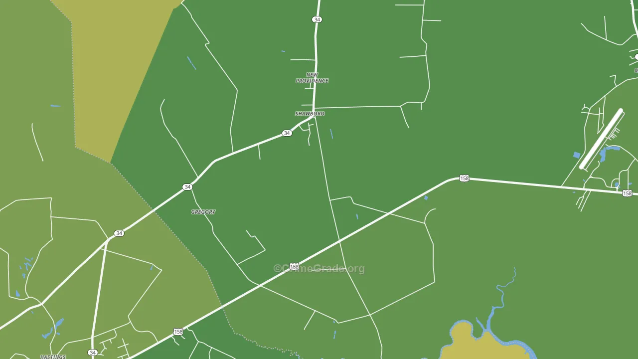 Shawboro, NC Map of Vehicle Theft Rates