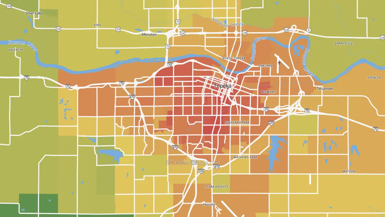 Shawnee County, KS Map of Vehicle Theft Rates