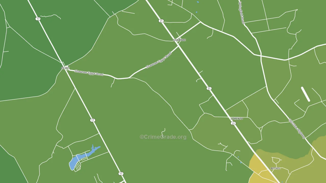 Shawnee, GA Map of Vehicle Theft Rates