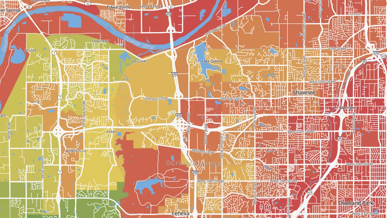 Shawnee, KS Map of Vehicle Theft Rates