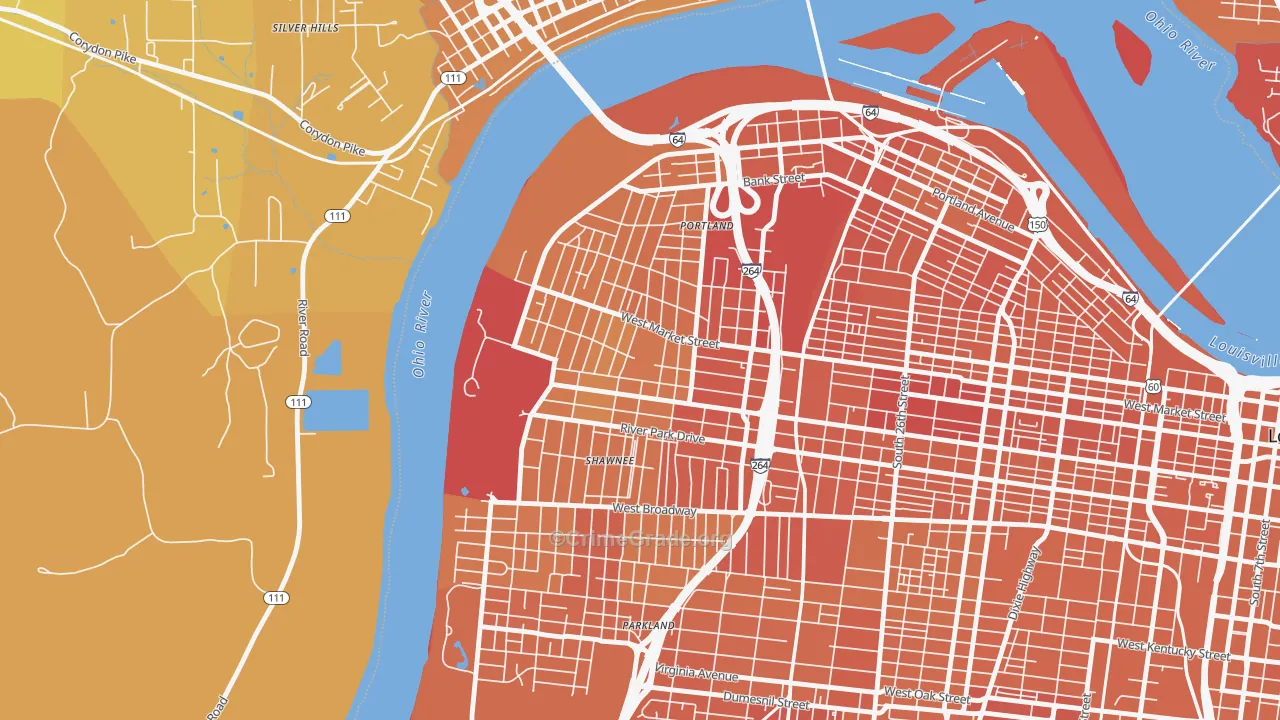 Shawnee, Louisville, KY Map of Vehicle Theft Rates