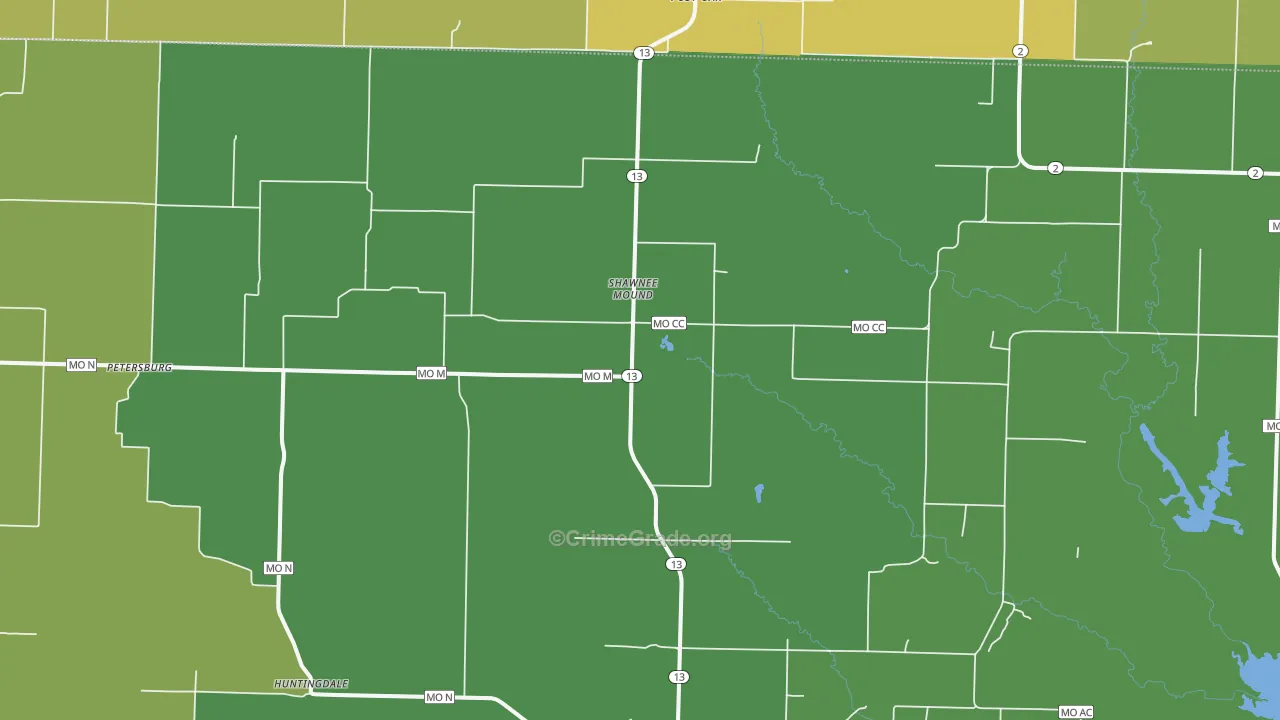 Shawnee Mound, MO Map of Vehicle Theft Rates