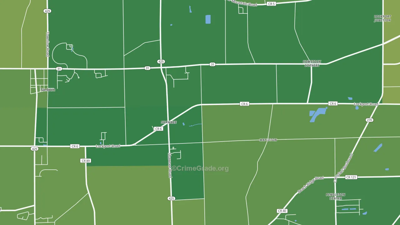 Shawnee, NY Map of Vehicle Theft Rates