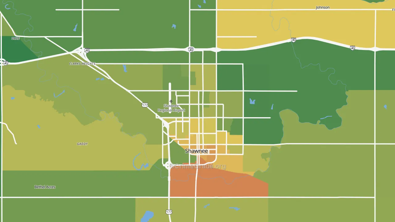 Shawnee, OK Map of Vehicle Theft Rates