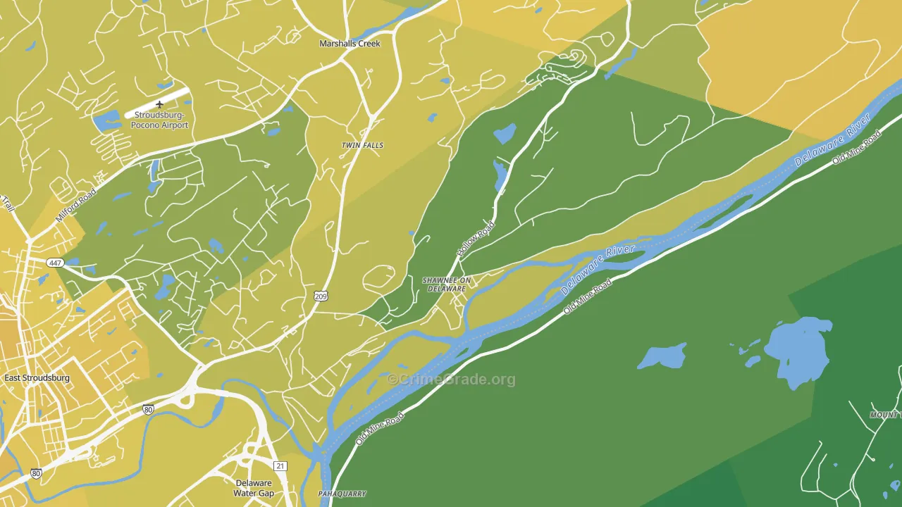 Shawnee On Delaware, PA Map of Vehicle Theft Rates