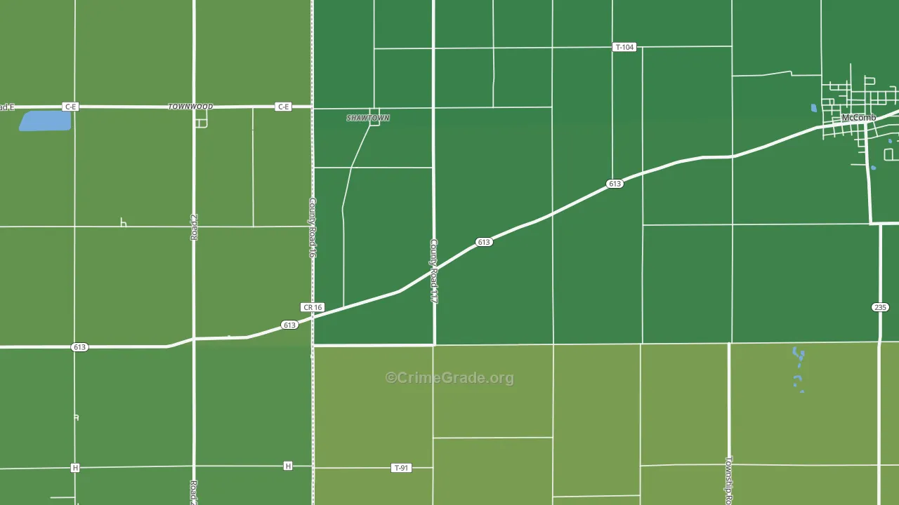 Shawtown, OH Map of Vehicle Theft Rates