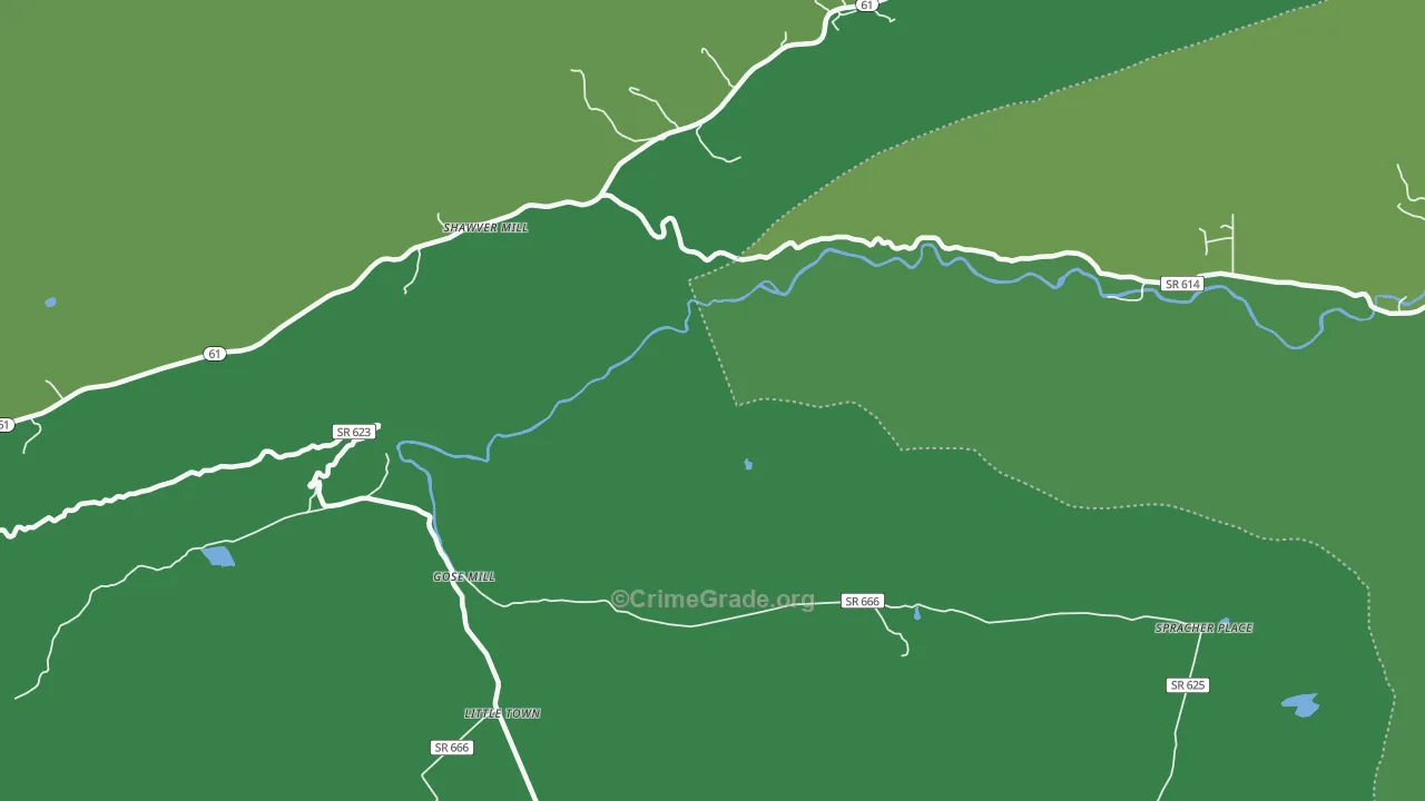 Shawver Mill, VA Map of Vehicle Theft Rates