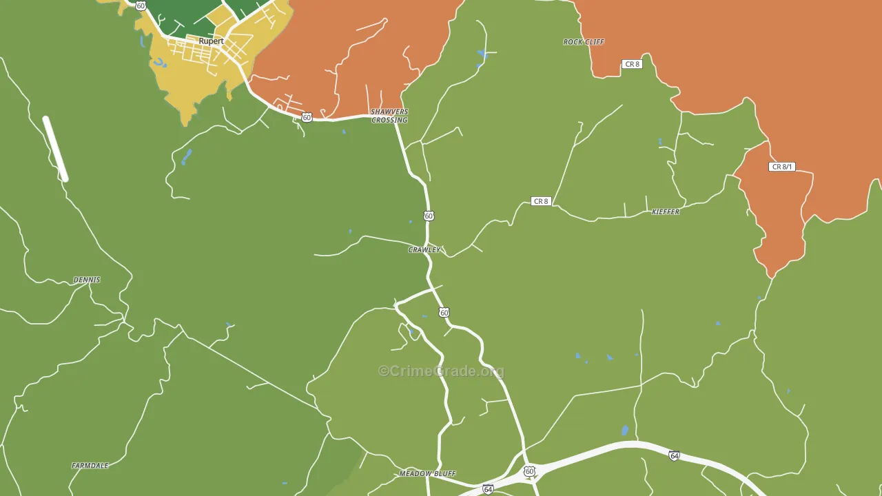 Shawvers Crossing, WV Map of Vehicle Theft Rates