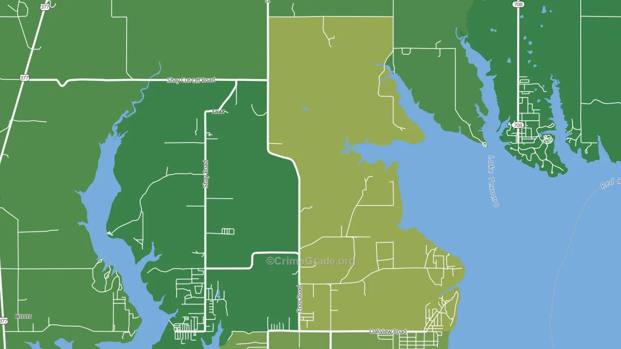 Shay, OK Map of Vehicle Theft Rates