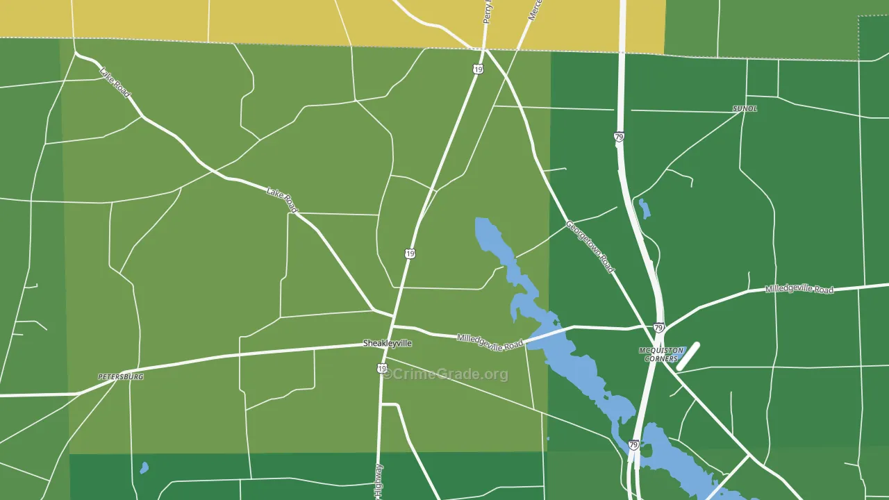 Sheakleyville, PA Map of Vehicle Theft Rates