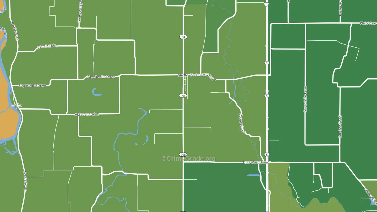 Shedd, OR Map of Vehicle Theft Rates
