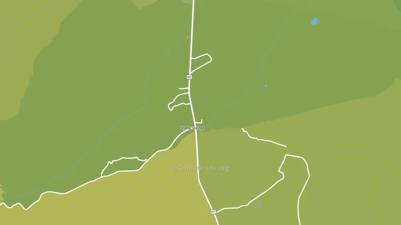 Sheep Springs, NM Map of Vehicle Theft Rates