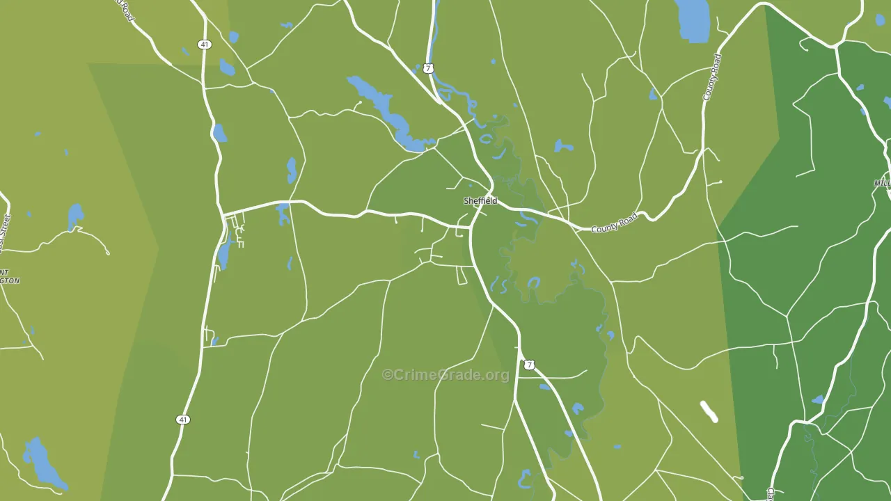 Sheffield, MA Map of Vehicle Theft Rates