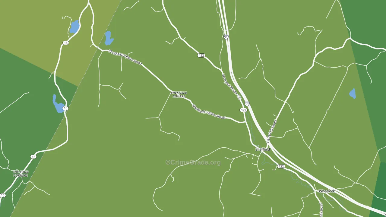 Sheffield Square, VT Map of Vehicle Theft Rates