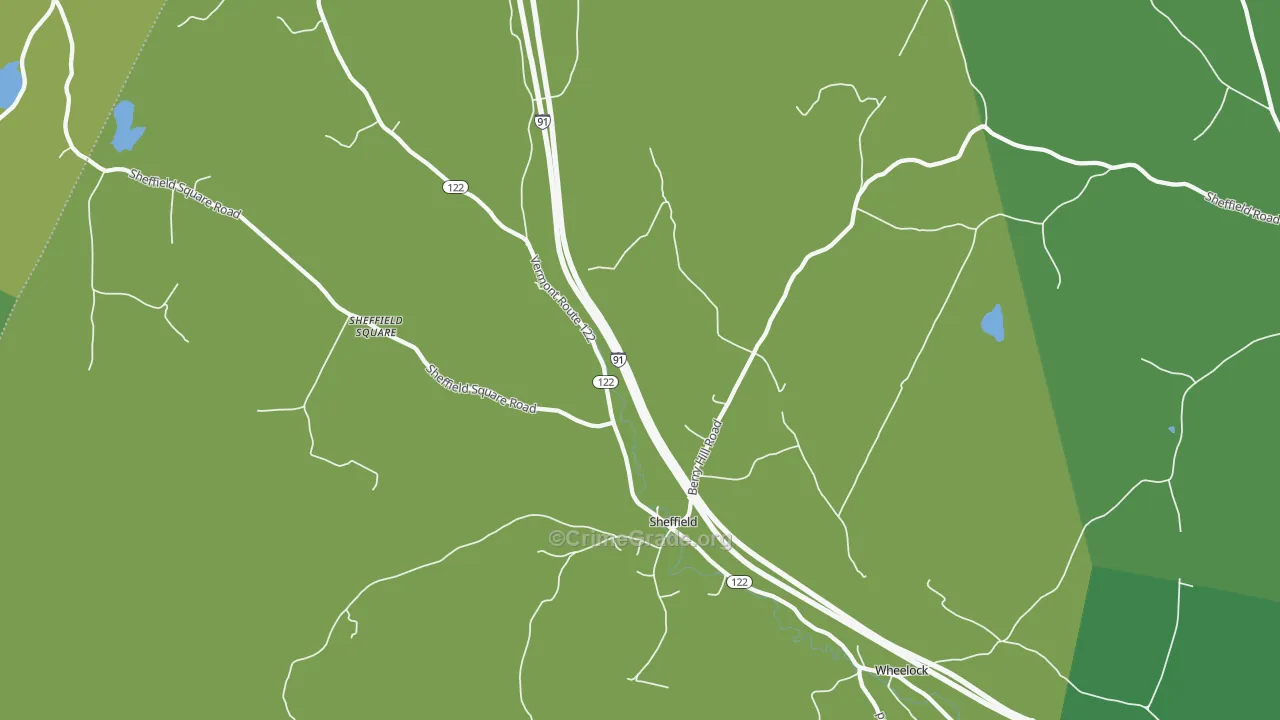 Sheffield, VT Map of Vehicle Theft Rates