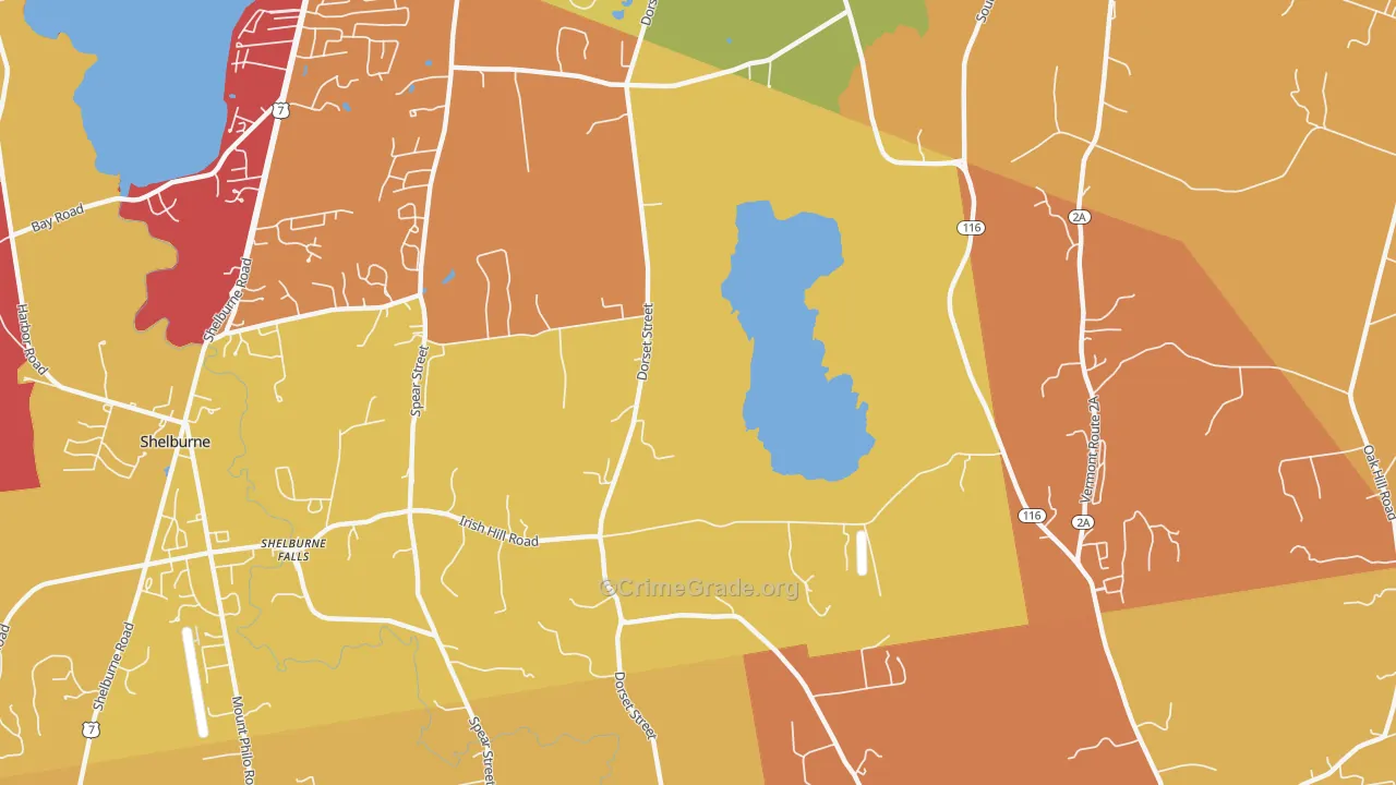 Shelburne Falls, VT Map of Vehicle Theft Rates