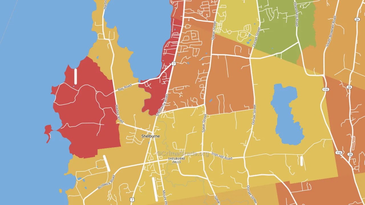 Shelburne, VT Map of Vehicle Theft Rates
