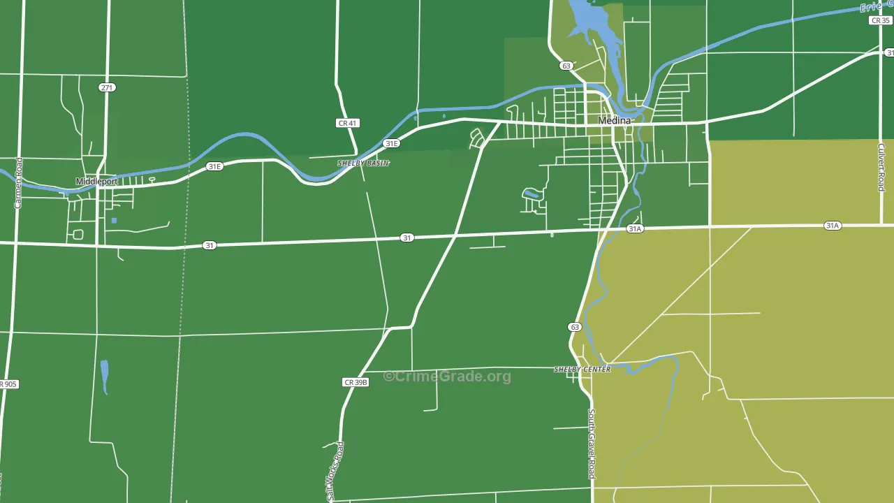 Shelby Basin, NY Map of Vehicle Theft Rates