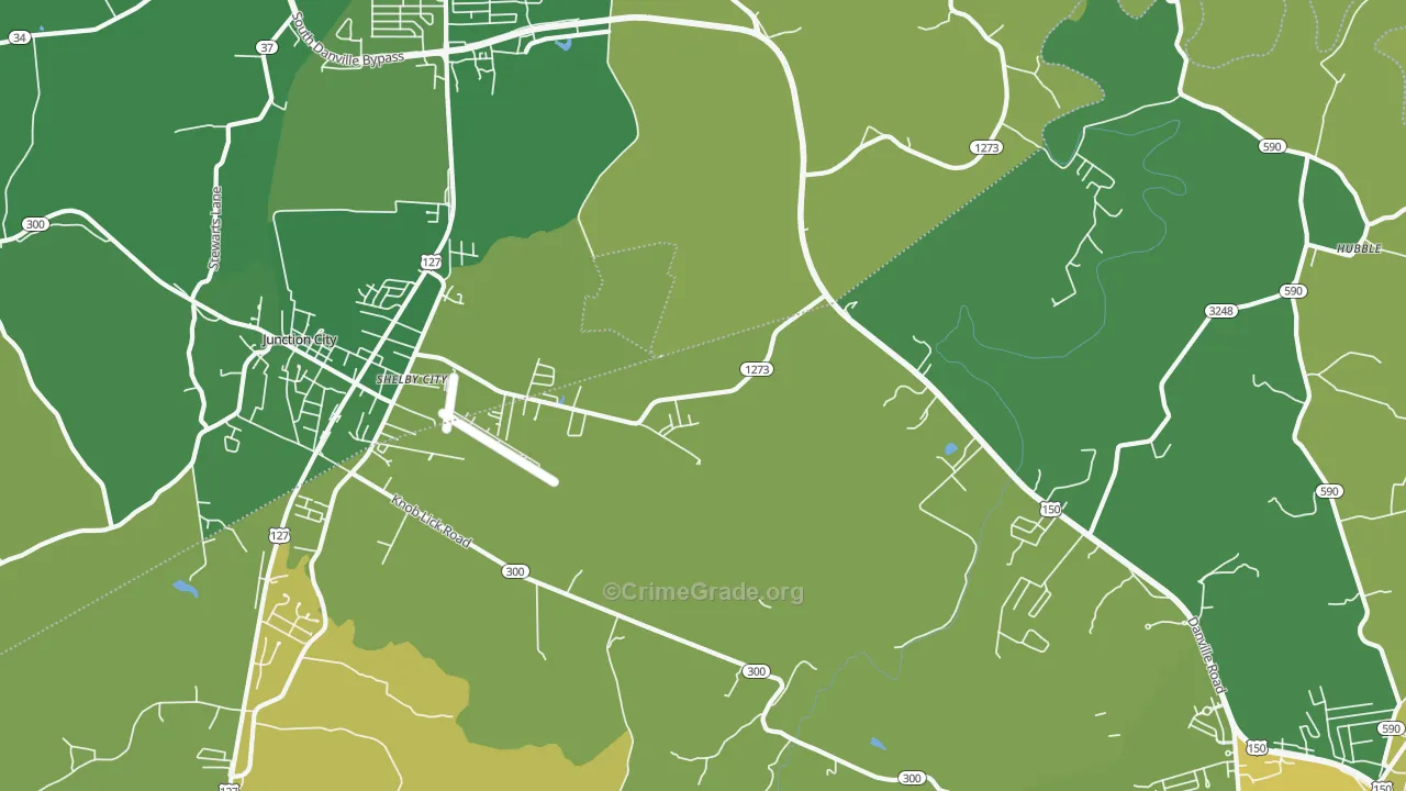 Shelby City, KY Map of Vehicle Theft Rates