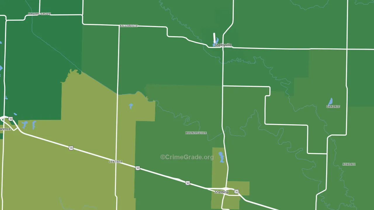 Shelby County, MO Map of Vehicle Theft Rates