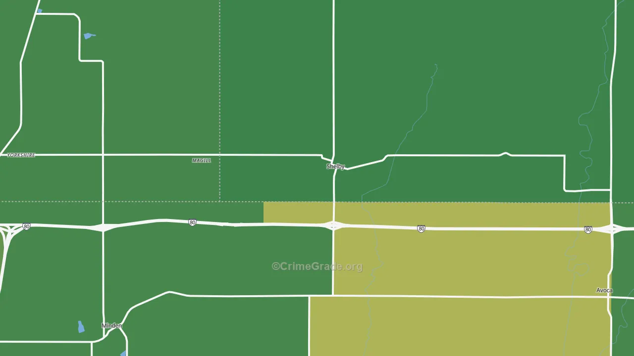 Shelby, IA Map of Vehicle Theft Rates