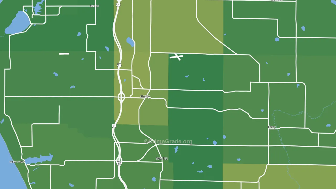 Shelby, MI Map of Vehicle Theft Rates