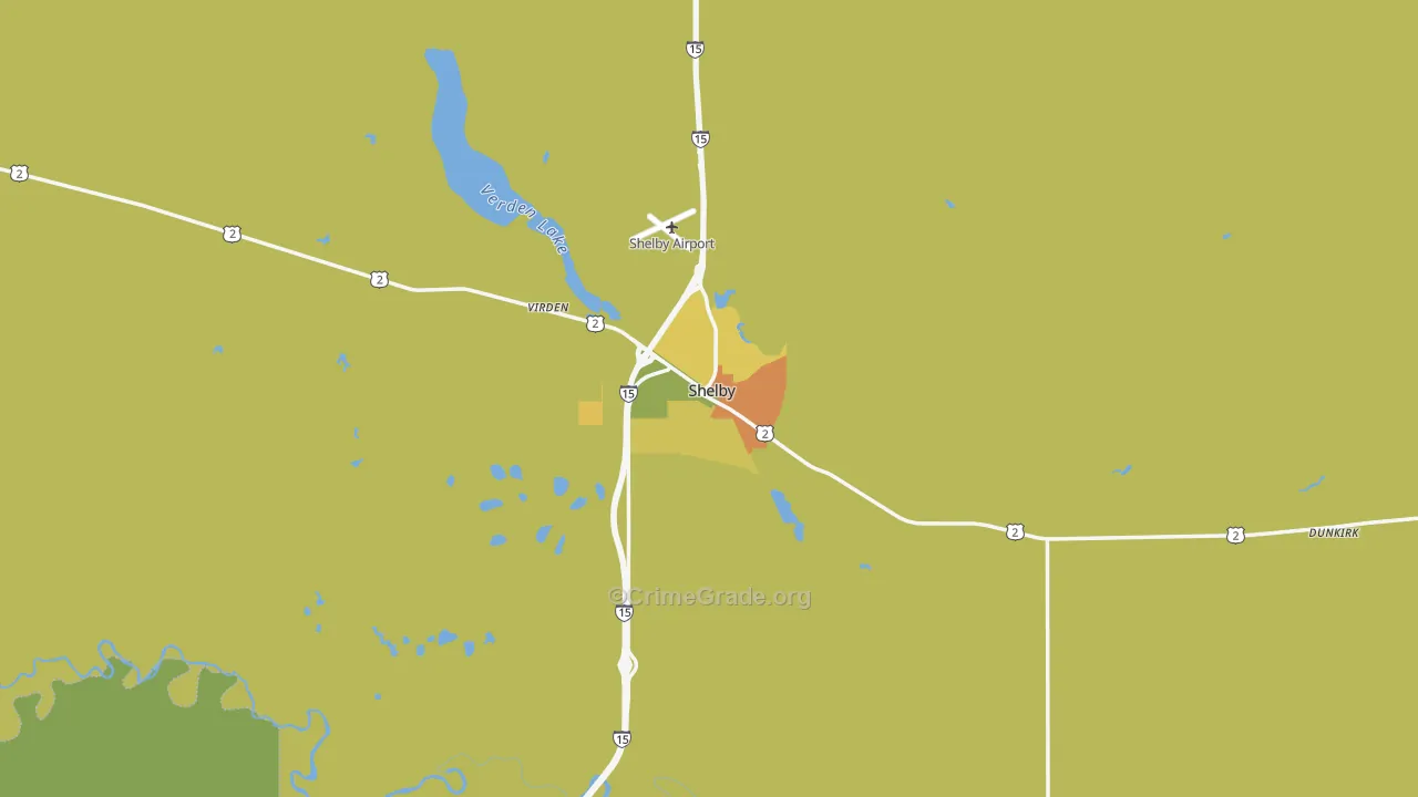 Shelby, MT Map of Vehicle Theft Rates