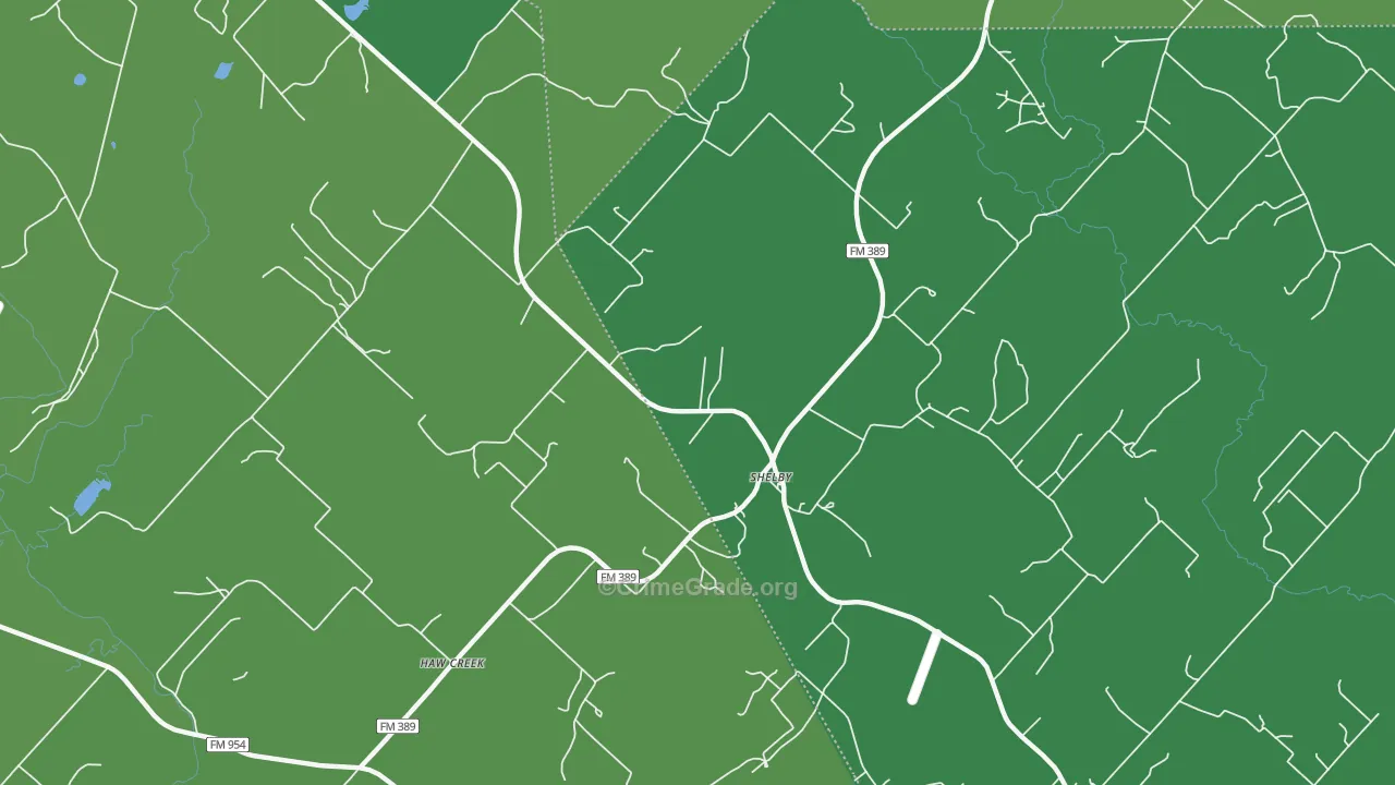 Shelby, TX Map of Vehicle Theft Rates