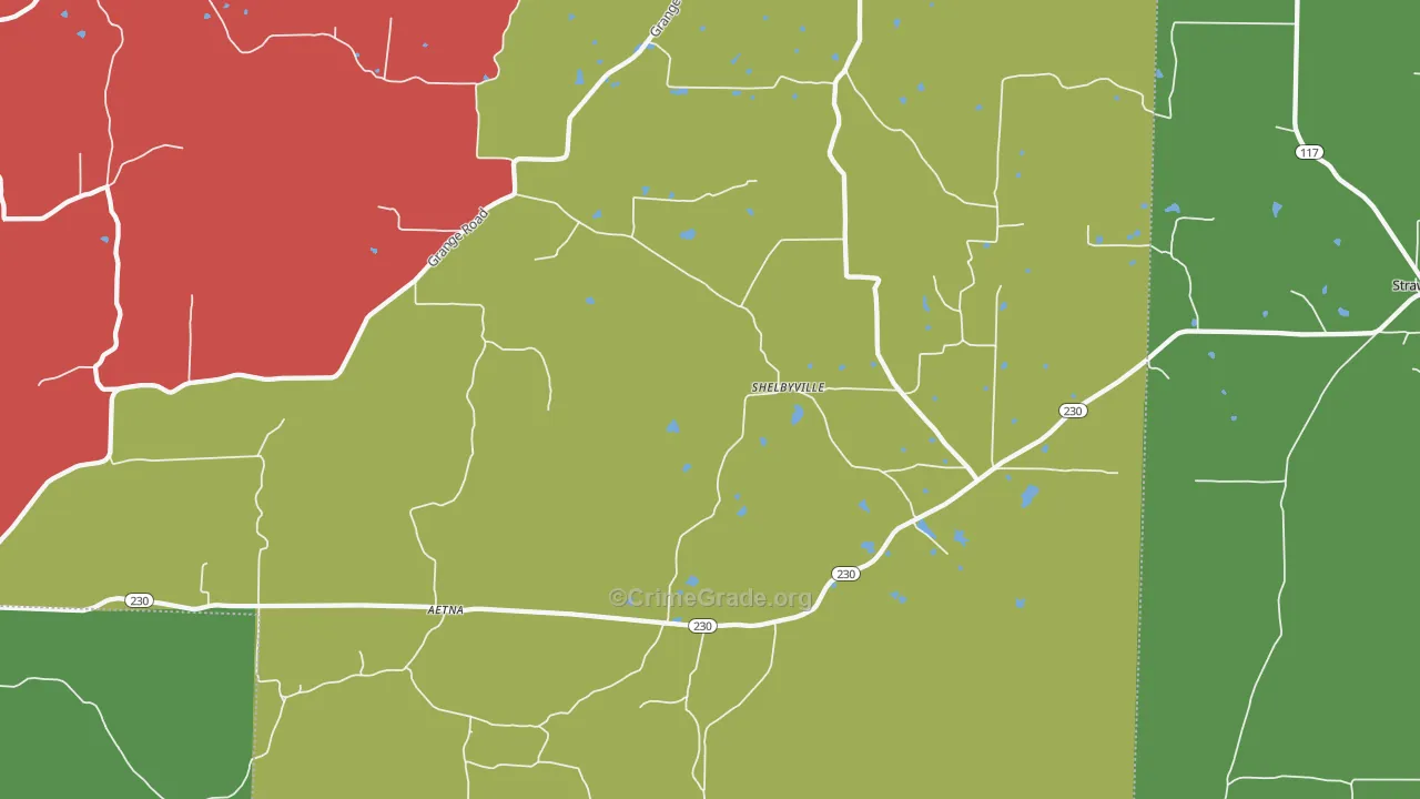 Shelbyville, AR Map of Vehicle Theft Rates