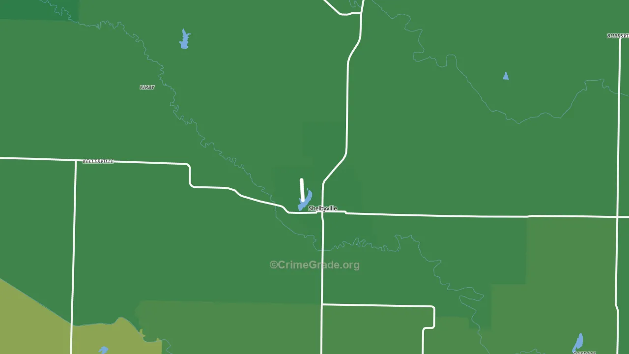 Shelbyville, MO Map of Vehicle Theft Rates