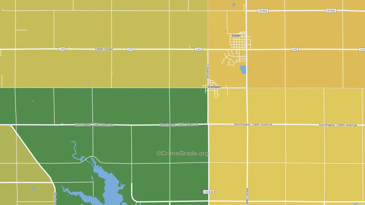 Sheldahl, IA Map of Vehicle Theft Rates