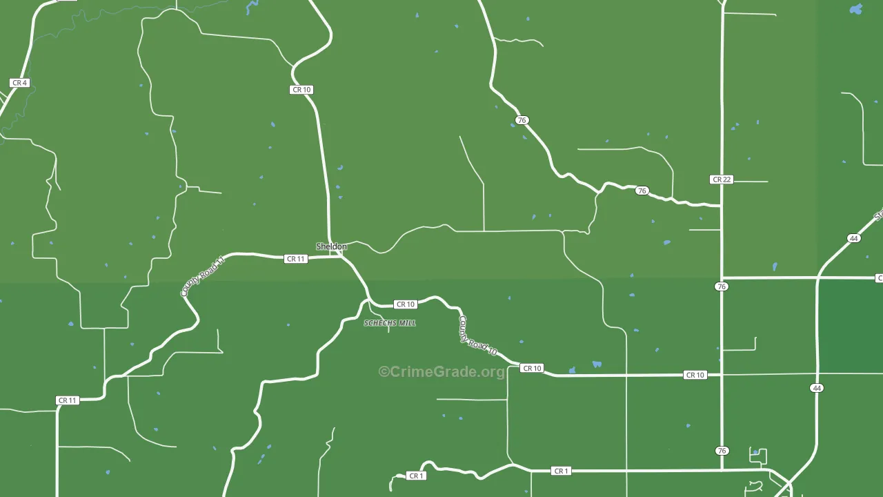 Sheldon, MN Map of Vehicle Theft Rates