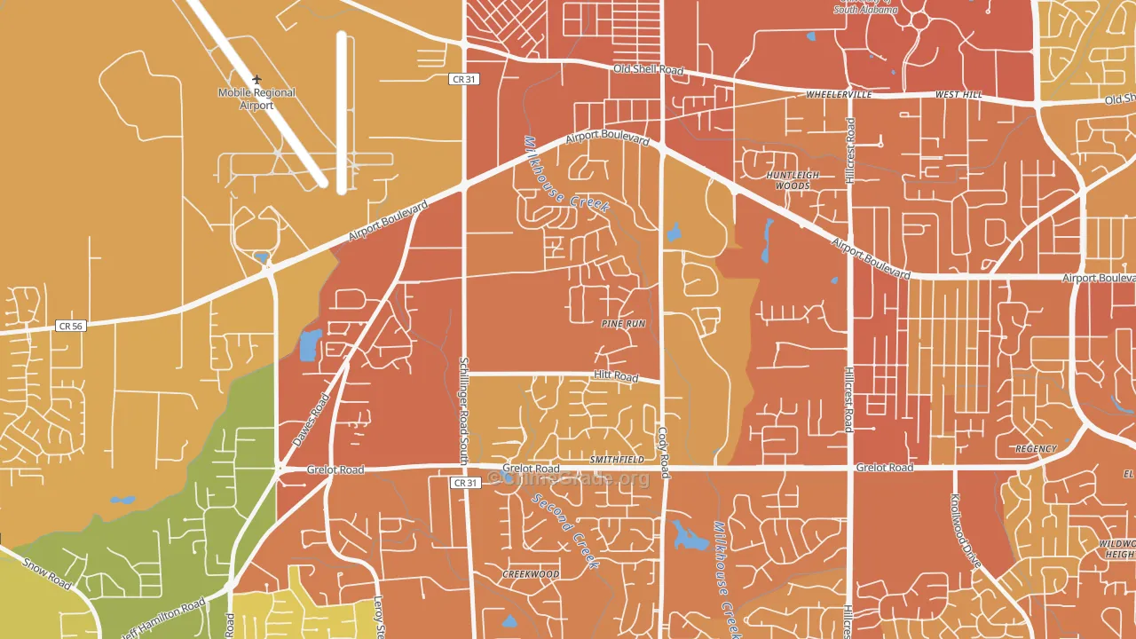 Sheldon, Mobile, AL Map of Vehicle Theft Rates