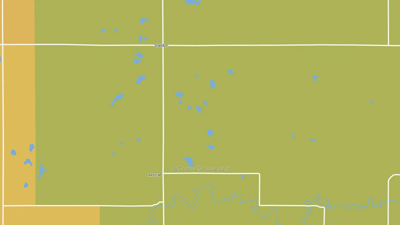 Sheldon, ND Map of Vehicle Theft Rates