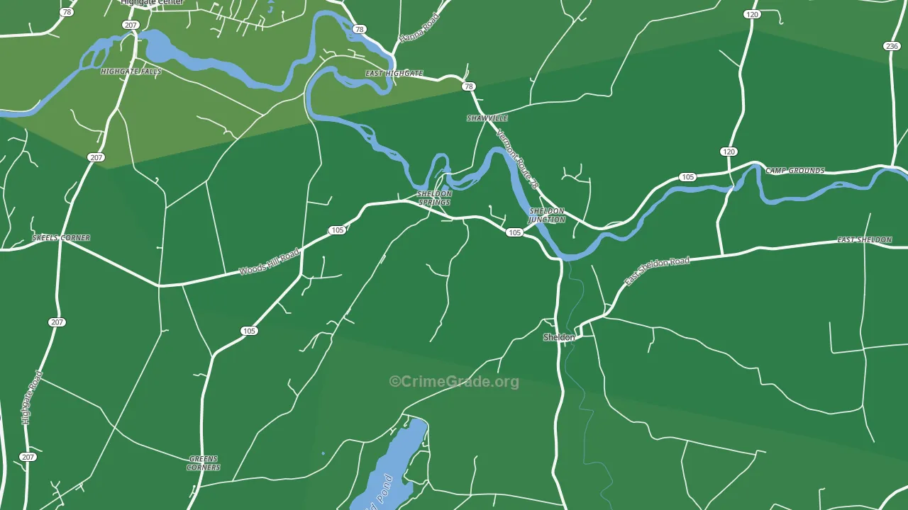 Sheldon, VT Map of Vehicle Theft Rates