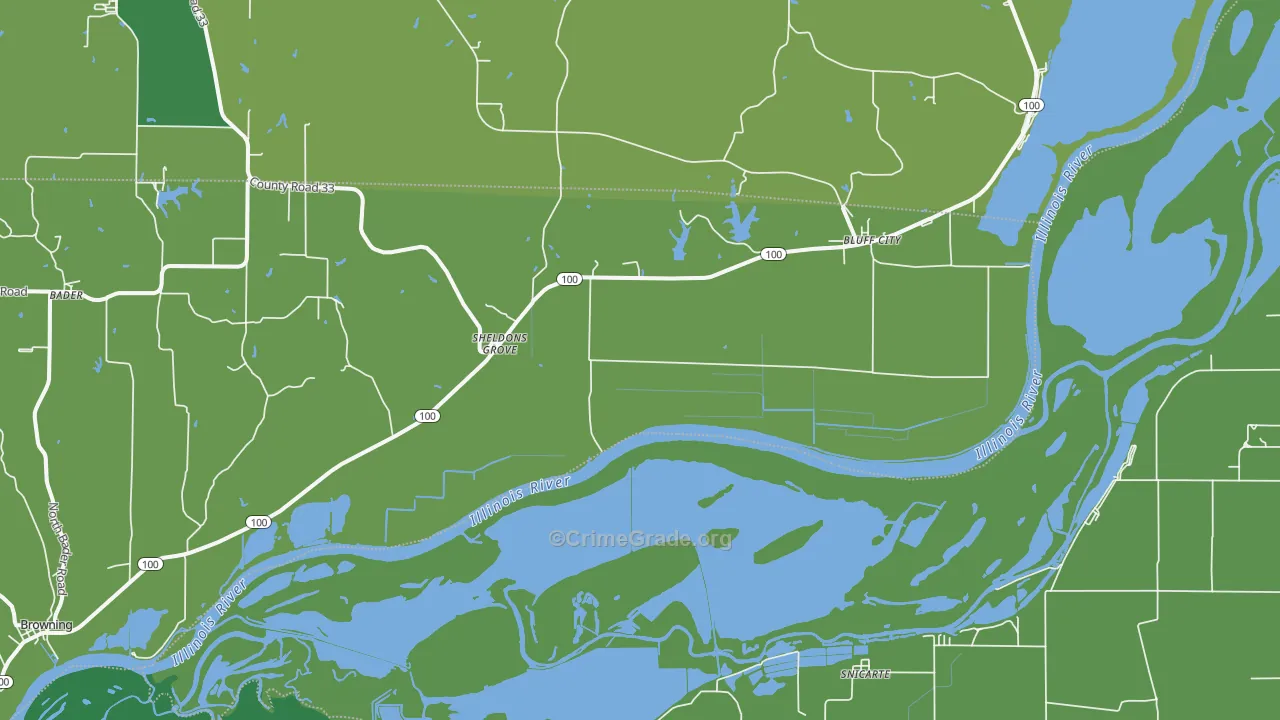 Sheldons Grove, IL Map of Vehicle Theft Rates