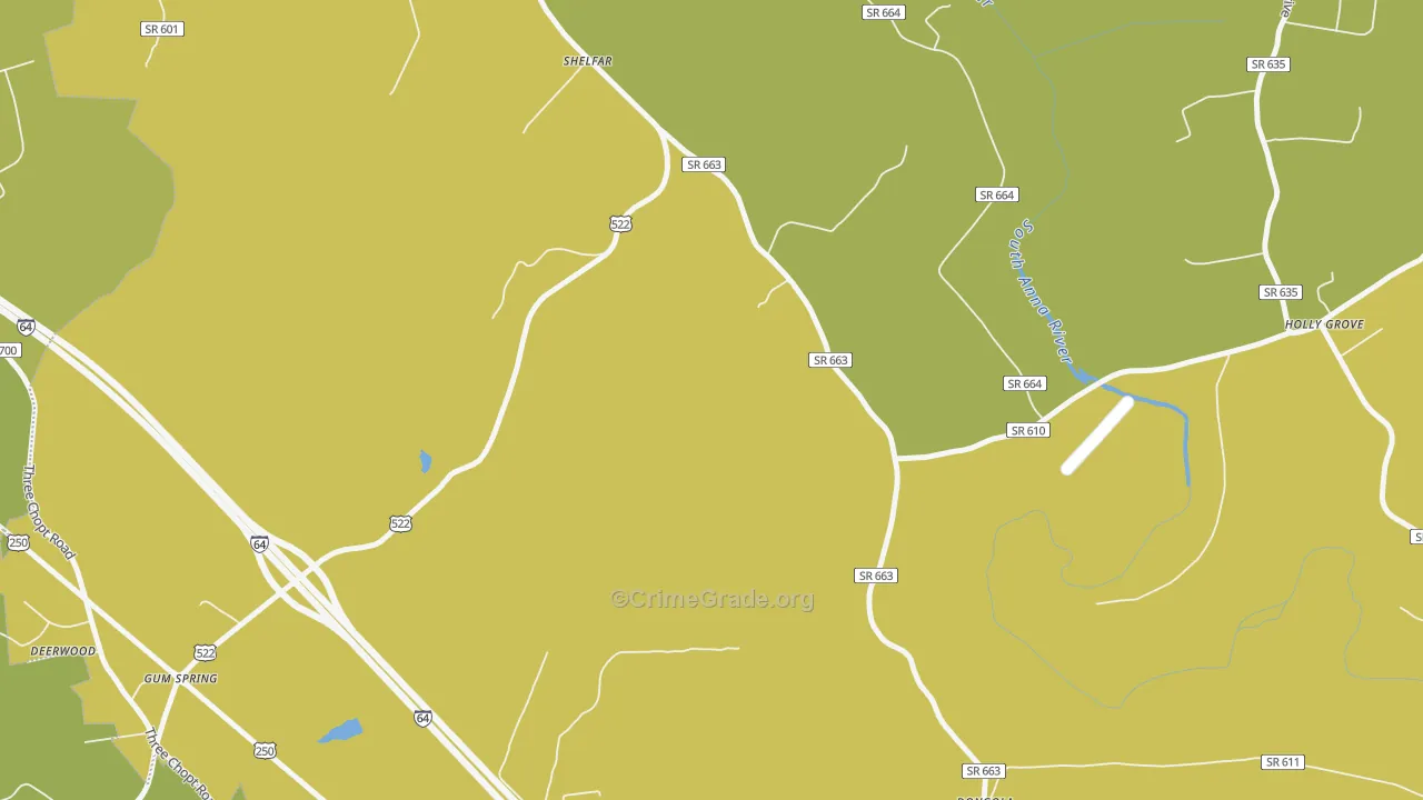 Shelfar, VA Map of Vehicle Theft Rates