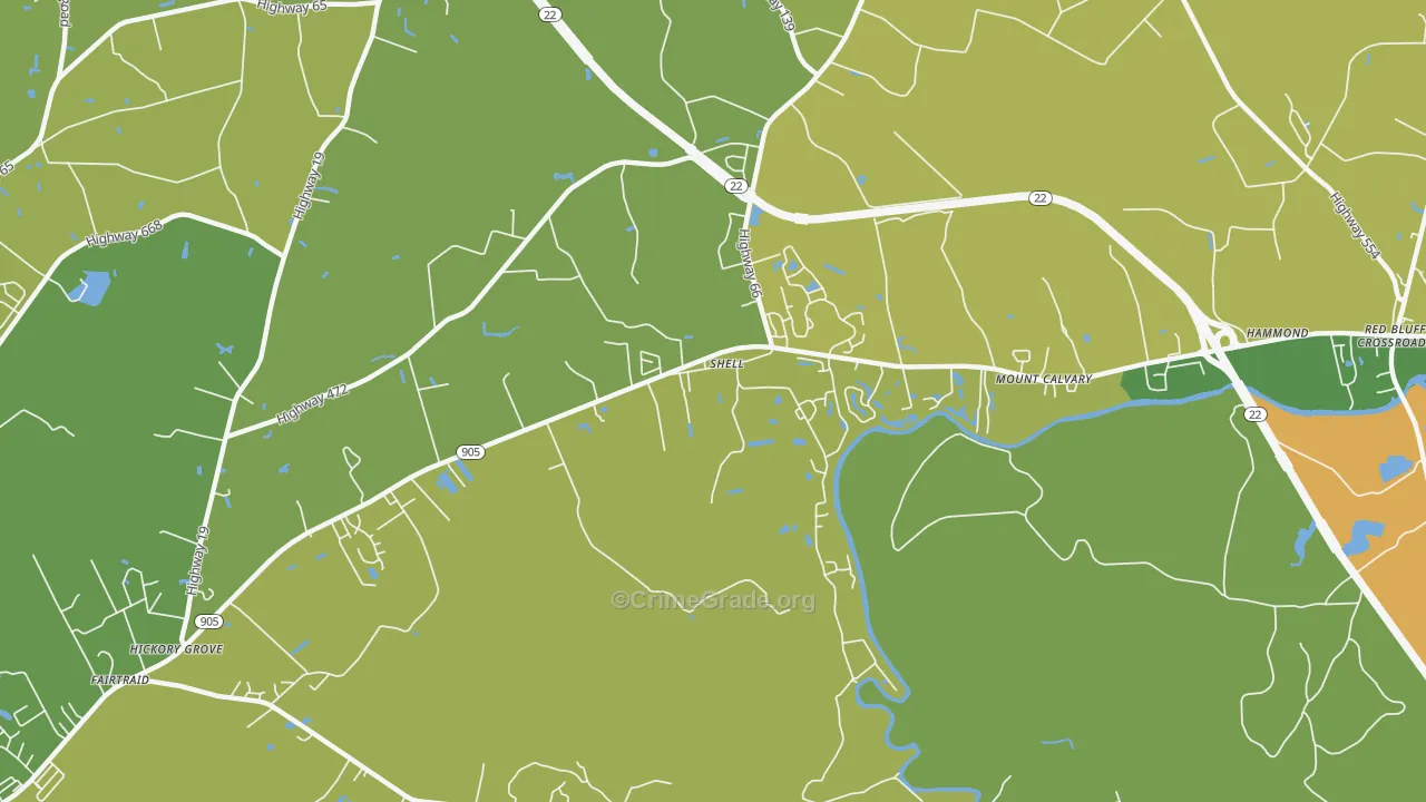 Shell, SC Map of Vehicle Theft Rates