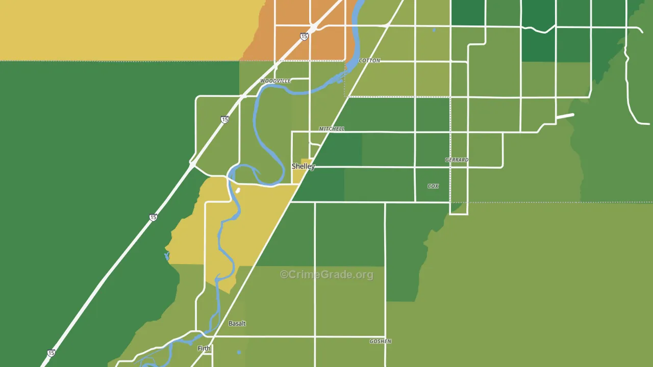 Shelley, ID Map of Vehicle Theft Rates