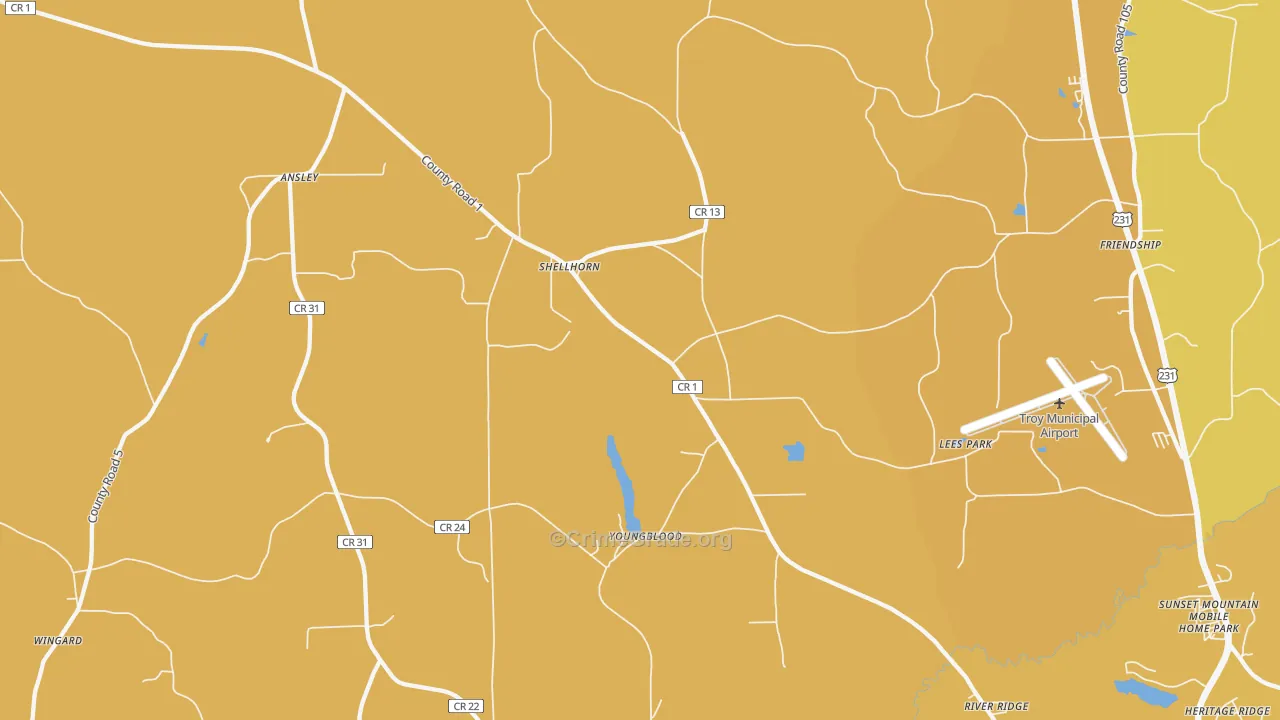 Shellhorn, AL Map of Vehicle Theft Rates
