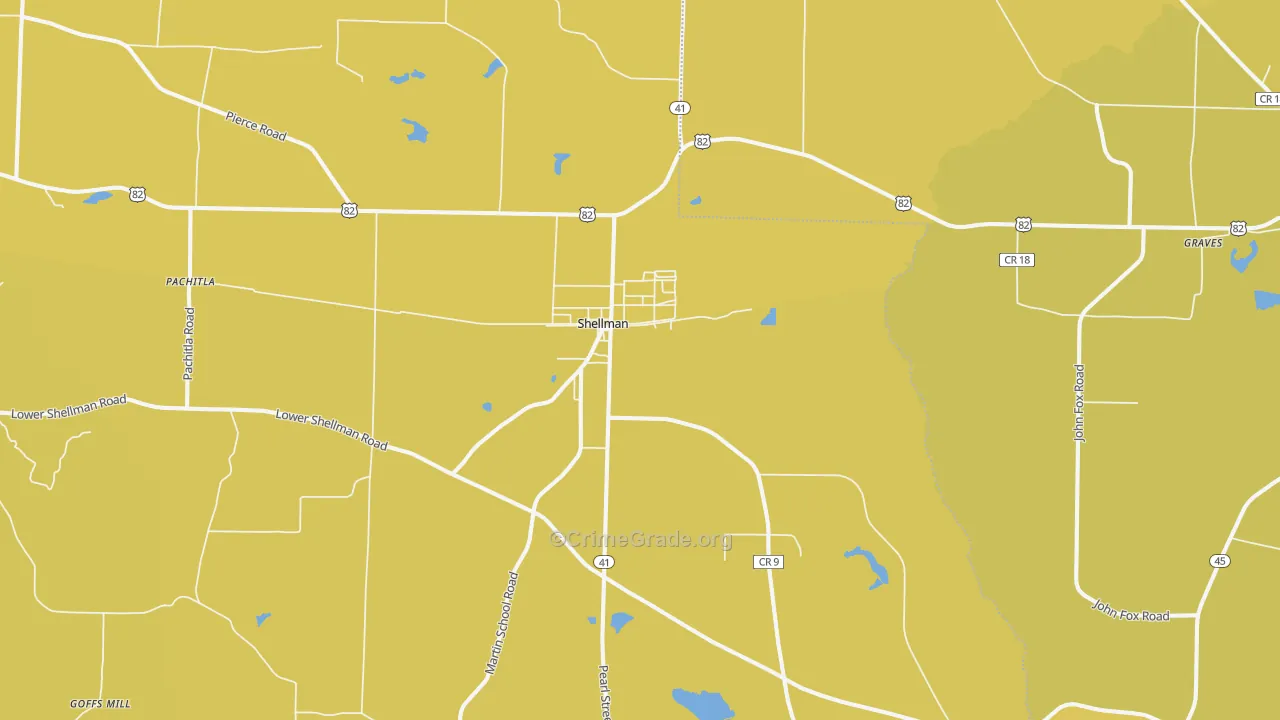 Shellman, GA Map of Vehicle Theft Rates