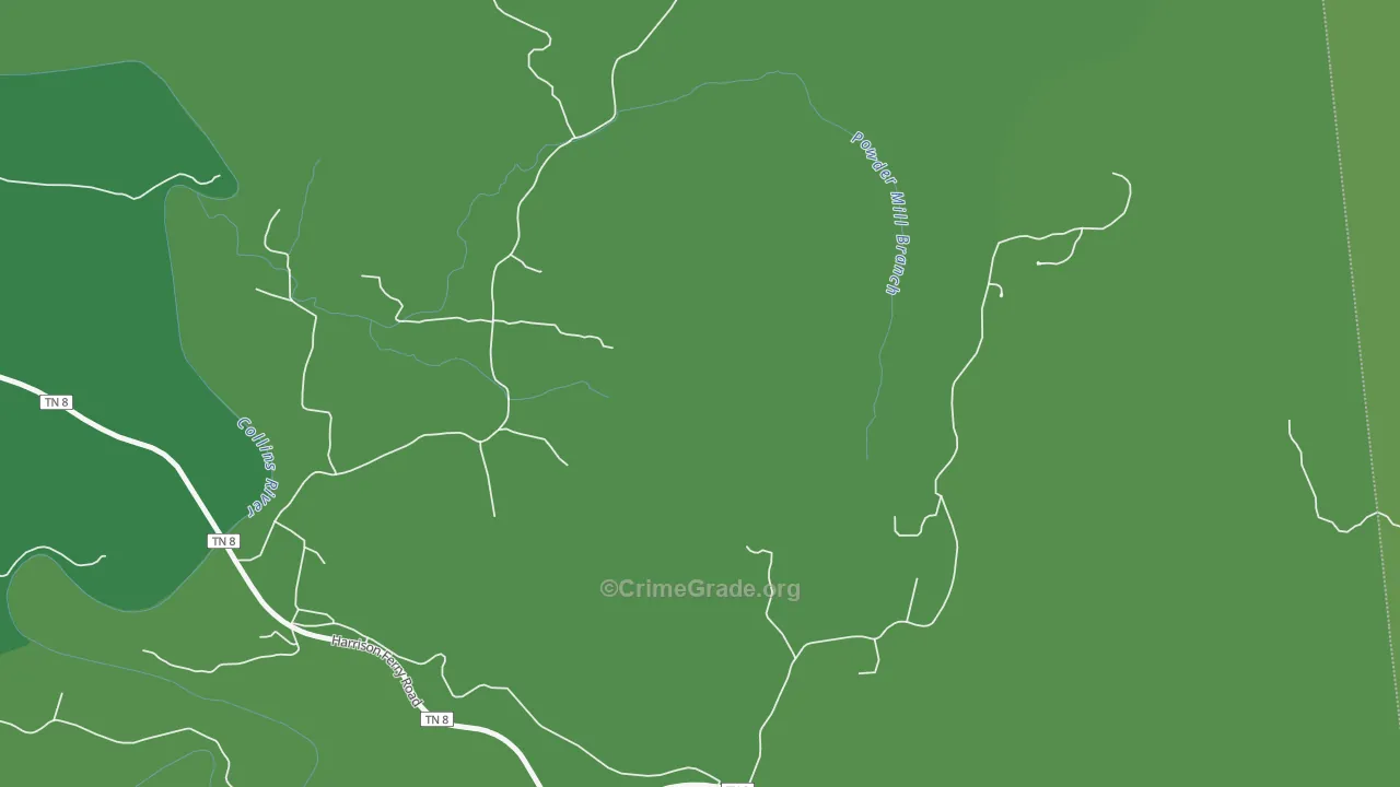 Shellsford, TN Map of Vehicle Theft Rates