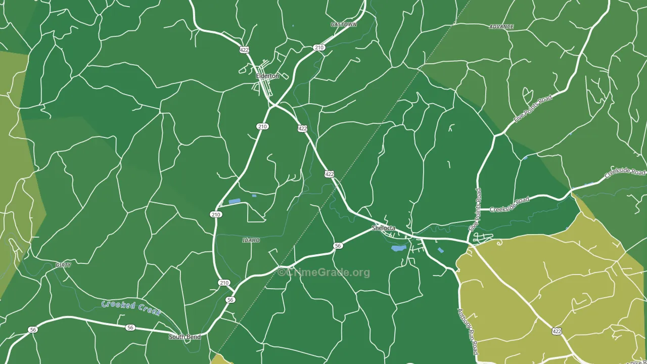 Shelocta, PA Map of Vehicle Theft Rates