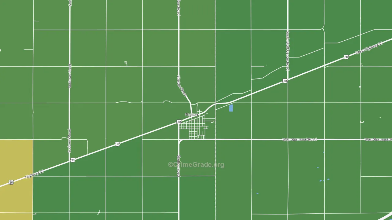 Shelton, NE Map of Vehicle Theft Rates